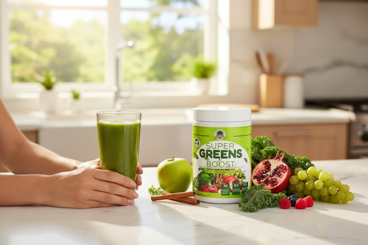 Person Drinking Super Greens Smoothie