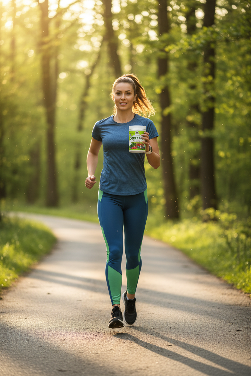 Person Running with Super Greens Boost